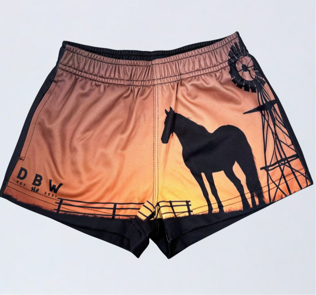 Kids - Outback Sunset Western Footy Shorts