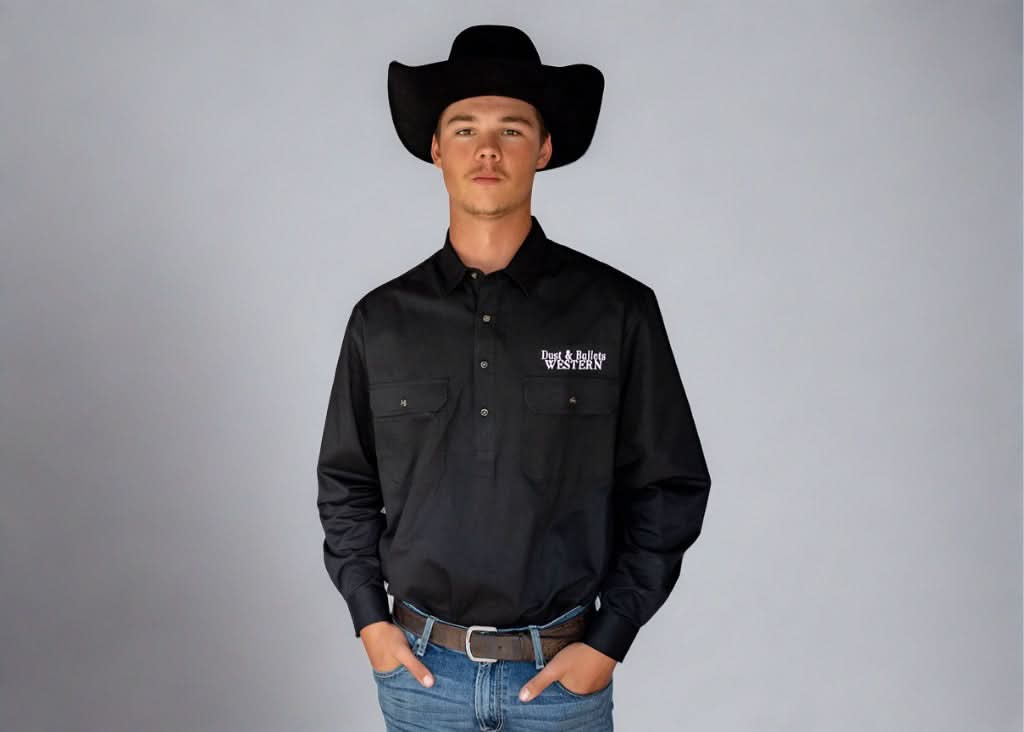 Men's Outback Western Style Work Shirt in Black