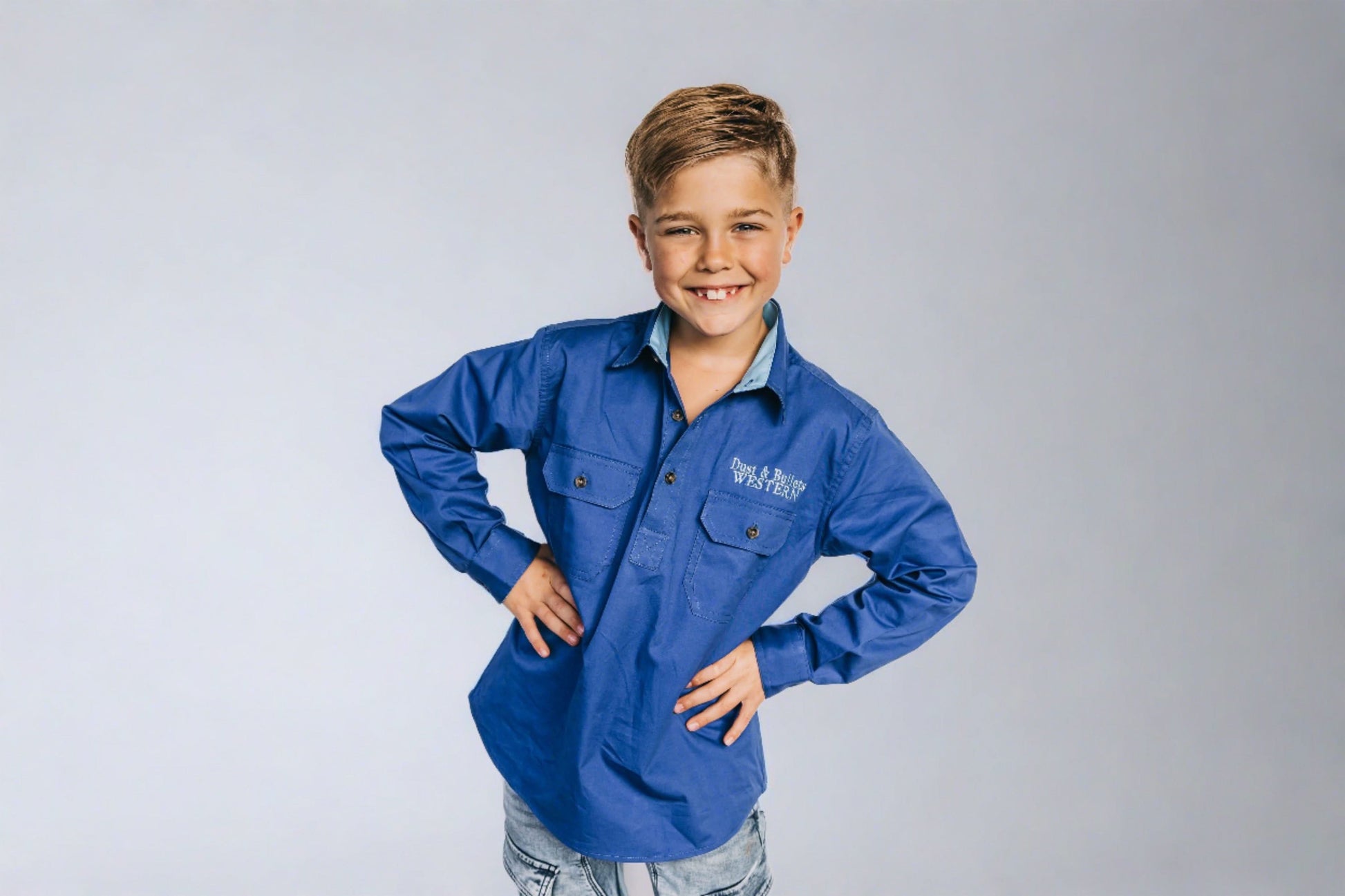 Kids Outback Work Shirt - Blue