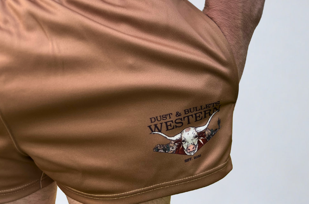 Dust and Bullets Western Footy Shorts: Launching October 23 at 6pm!