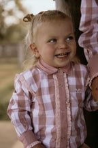 Baby – Bonnie Lou Pink Gingham Ruffle Romper | Western Cowgirl One Piece