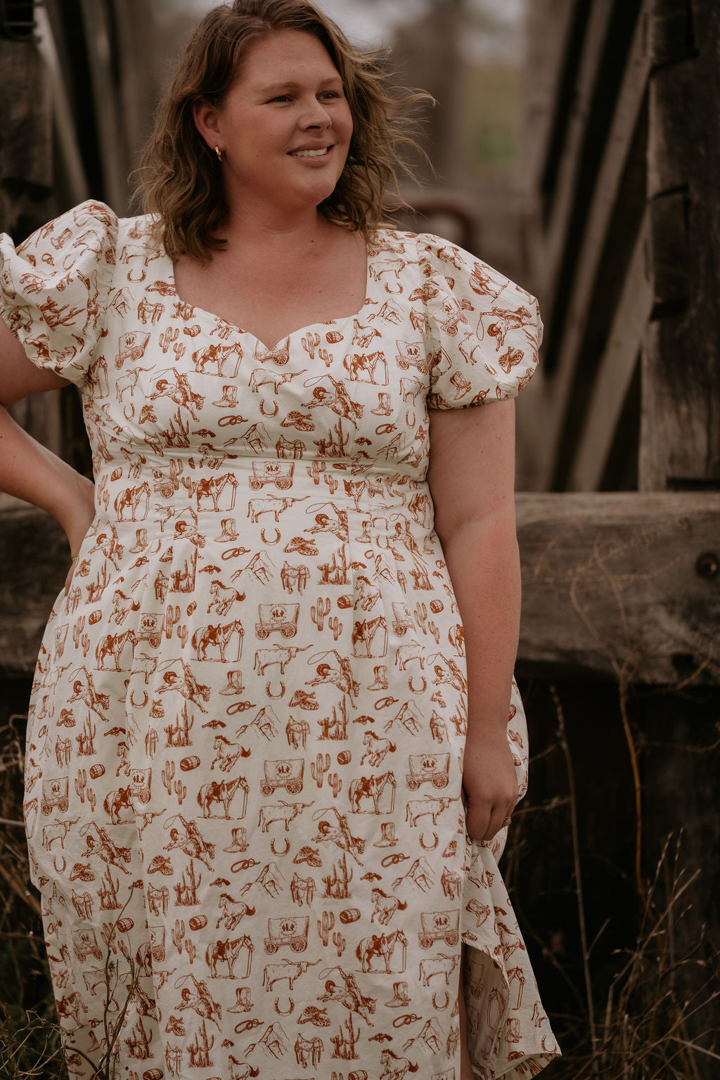 Western Cowgirl Prairie Dress Country Style Midi Dust & Bullets Western Western Cowgirl Prairie Dress Country Style Midi Dust & Bullets Western