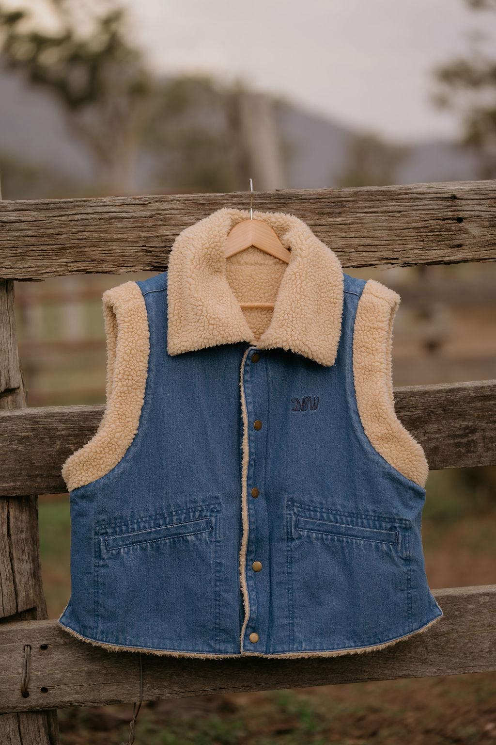 PRE - ORDER - The Oakey-Ridge Sherpa Denim Vest – Ladies