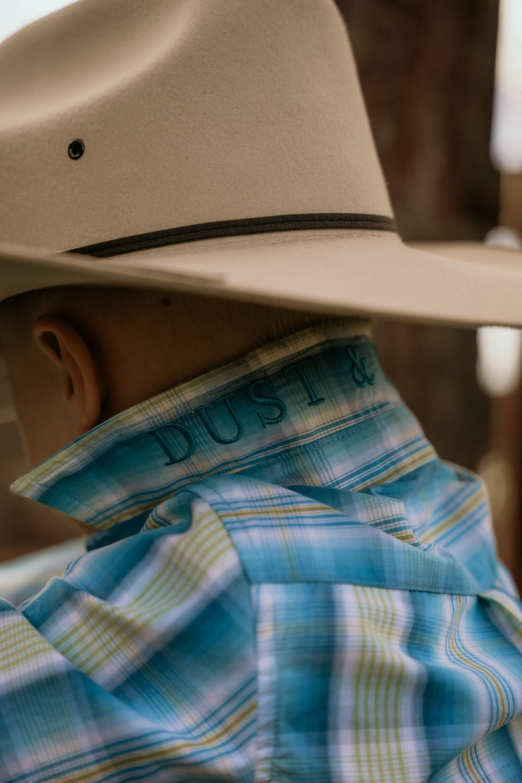Boys – The River-Gum Blue Green Plaid Arena Shirt | Full Button Cowboy Western Shirt (Kids)