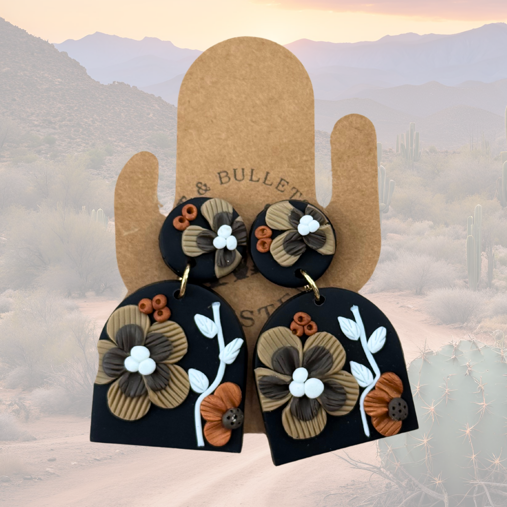 Black Floral Earring - Western Style Earrings
