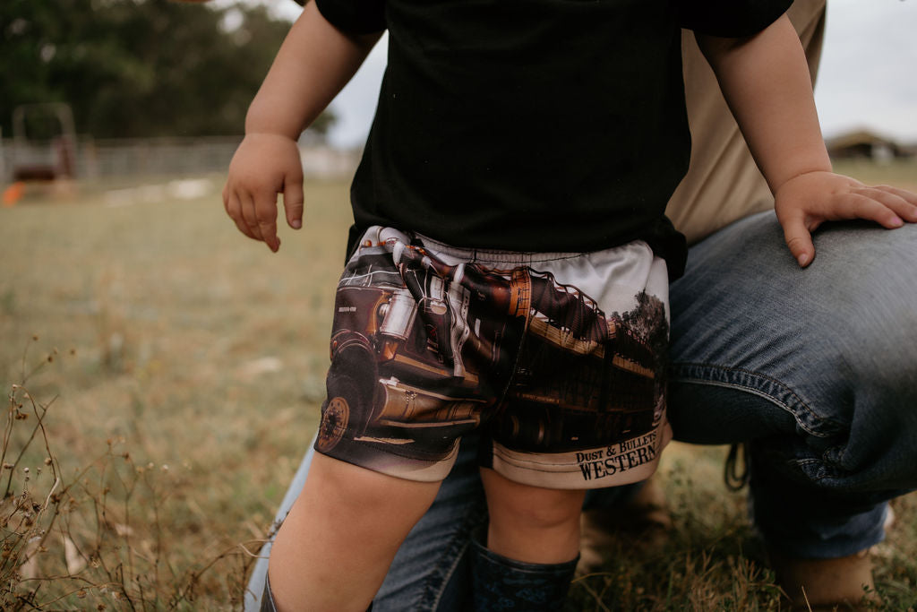Kids Dusty Trucker - Western Footy Shorts