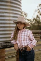 Girls – Bonnie Lou Pink Gingham Ruffle Arena Shirt | Full Button Cowgirl Western Shirt (Kids)