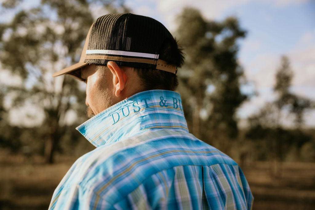 Men's - The River-Gum Blue Green Plaid Arena Shirt | Arena Shirt | Full Button Cowboy Western Shirt
