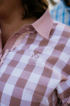 Women’s - Bonnie Lou Pink Gingham Ruffle Arena Shirt | Full Button Cowgirl Western Shirt