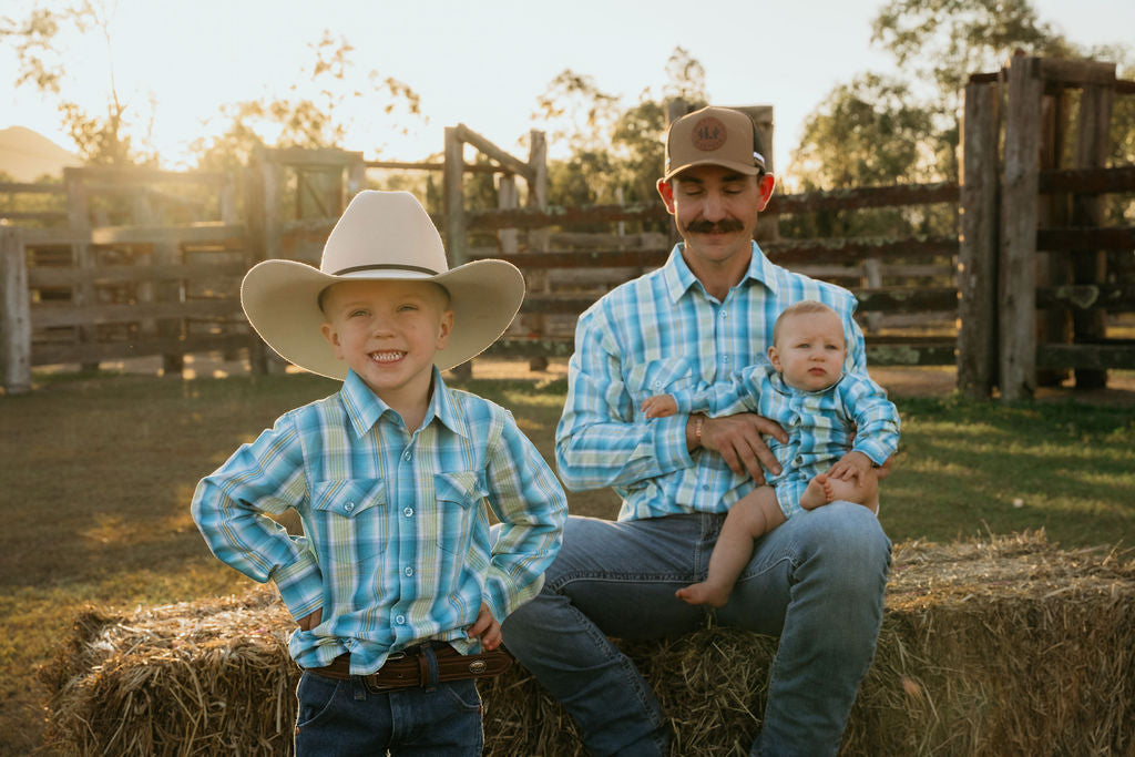 Men's - The River-Gum Blue Green Plaid Arena Shirt | Arena Shirt | Full Button Cowboy Western Shirt