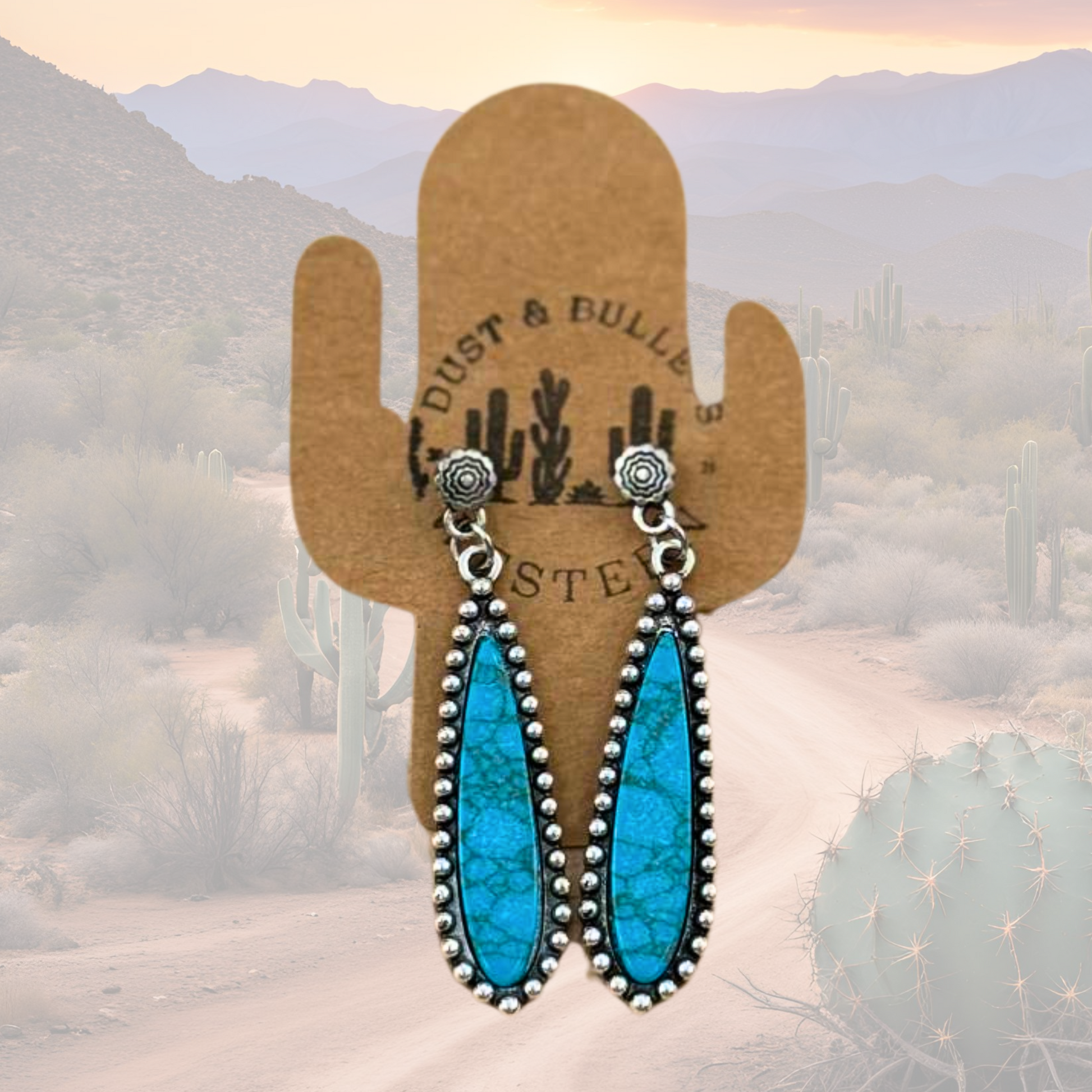Turquoise Retro Western-Style Water Droplet Earrings