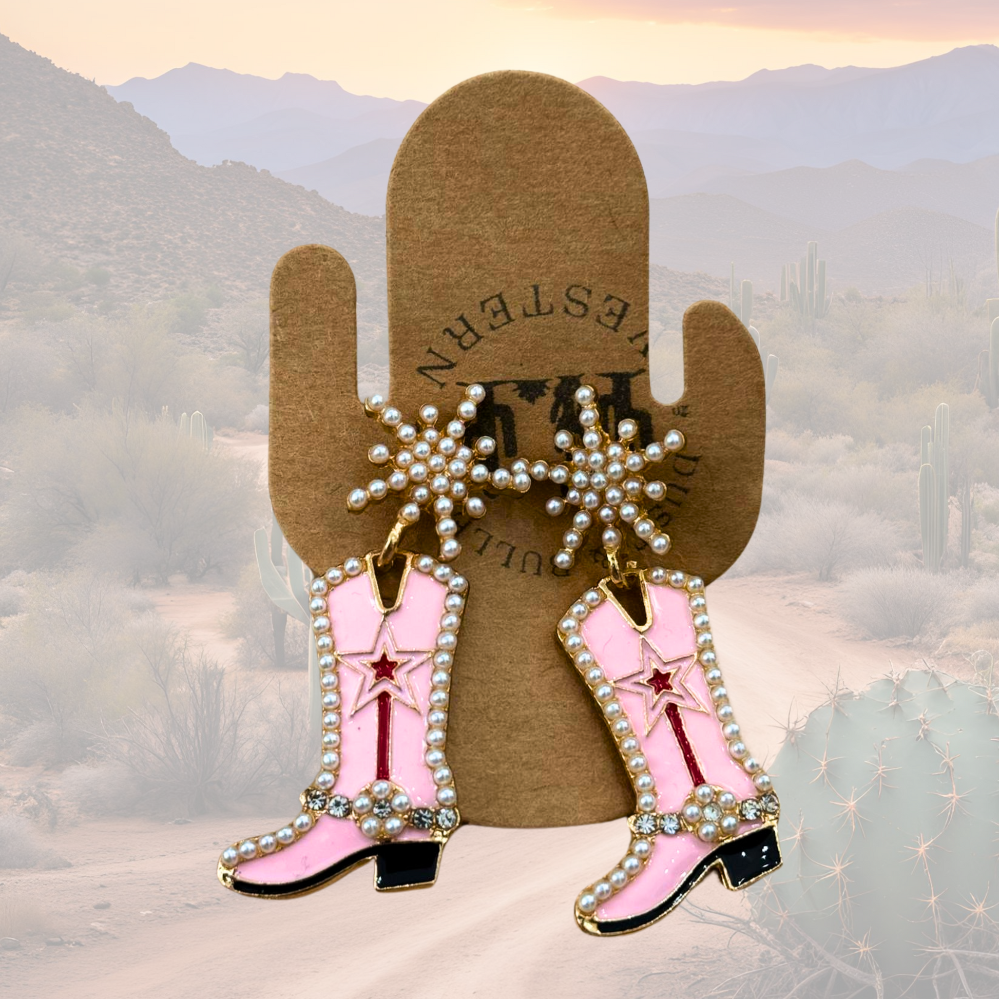 Pink Cowboy Boot - Western Style Earrings