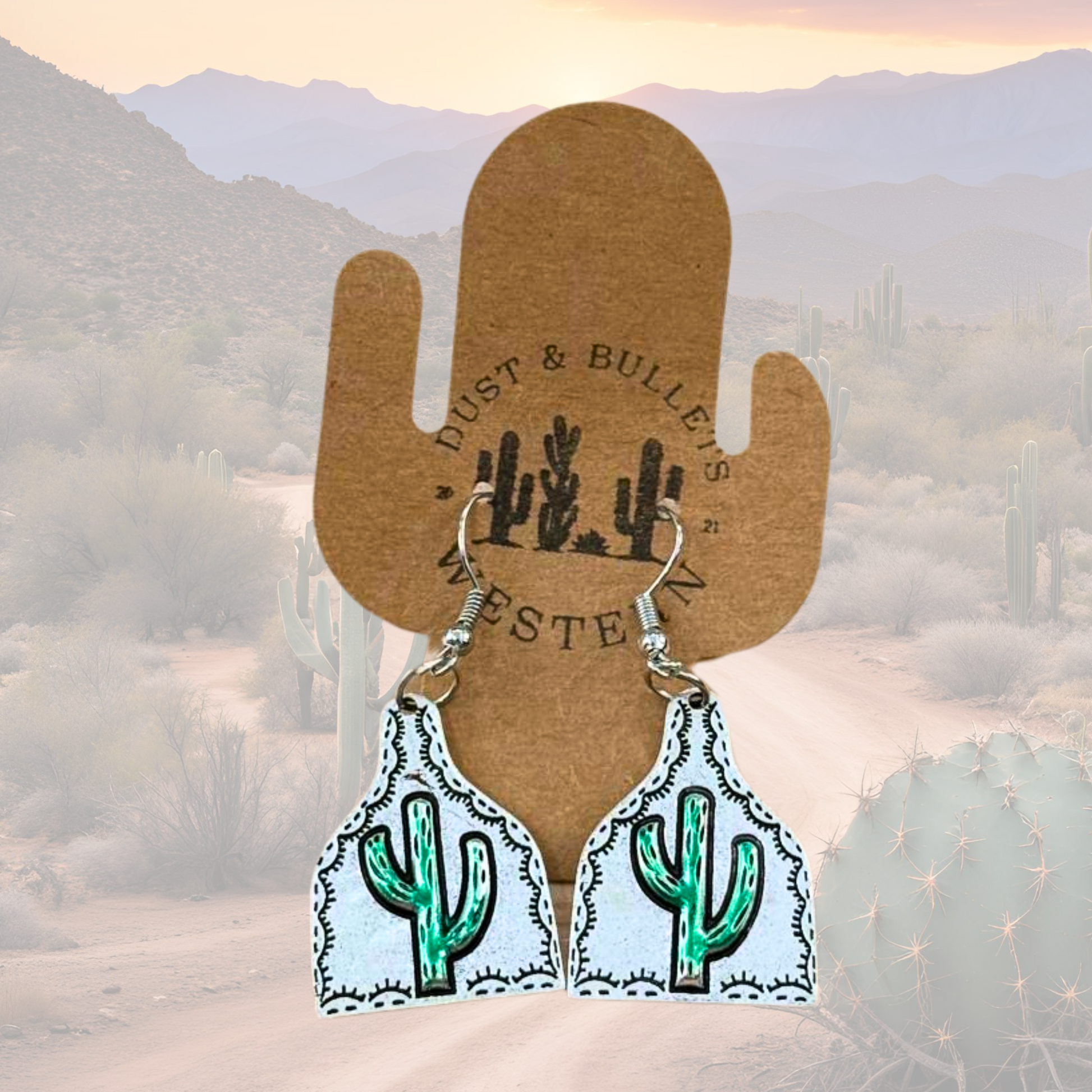 Cattle Tag - Cactus Inspired Western Style Earring