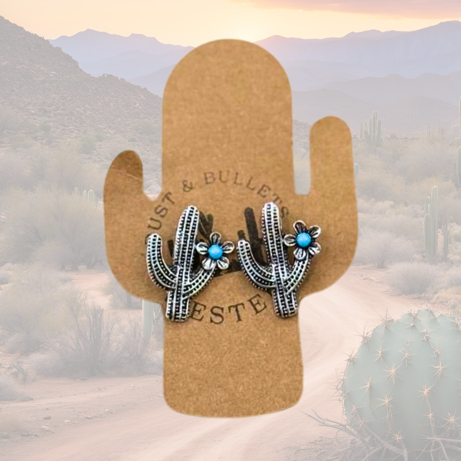 Cactus Flower Turquoise Stud - Western Style Earring