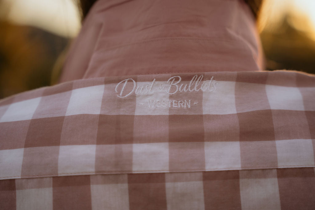Women’s - Bonnie Lou Pink Gingham Ruffle Arena Shirt | Full Button Cowgirl Western Shirt