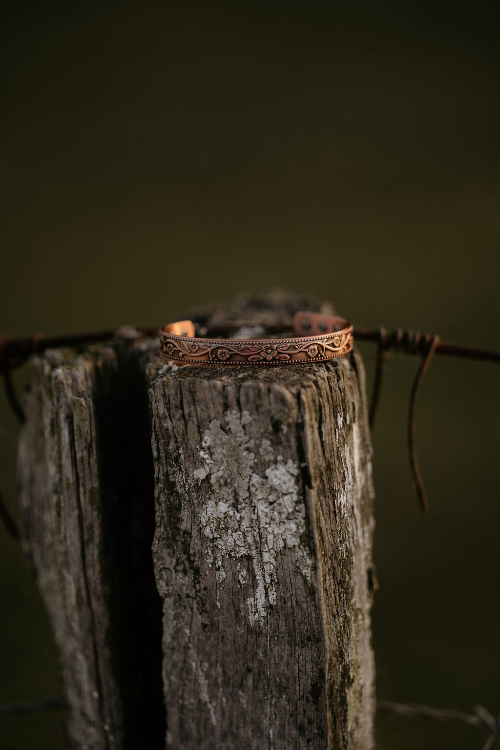Western Floral Copper Magnetic Cuff Band