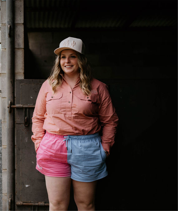 Coober Pedy - Work Short - Pink & Blue