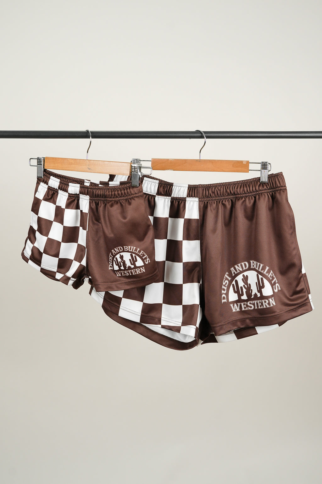 Adults - Chocolate Check Western Footy Shorts