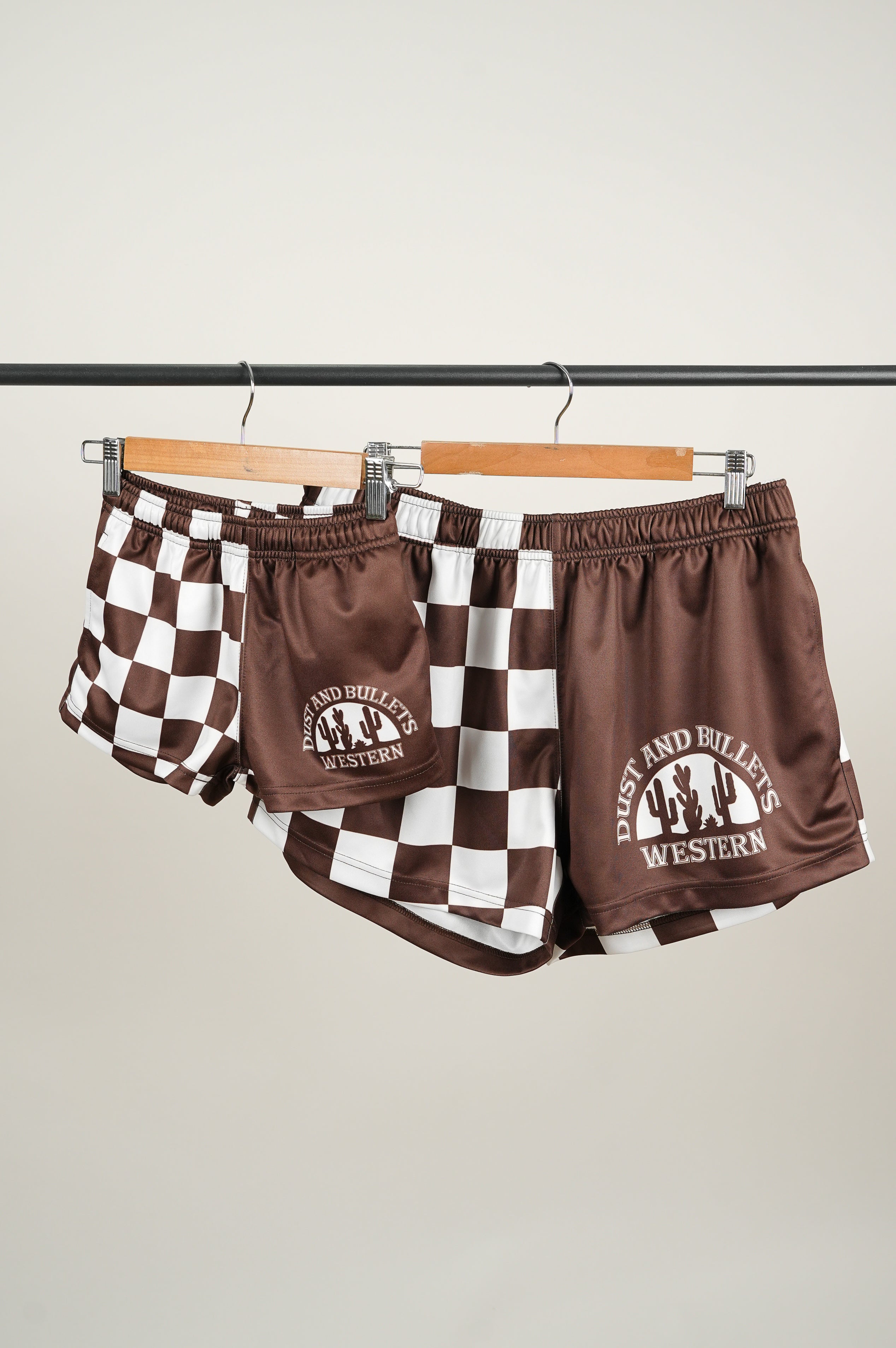 Adults - Chocolate Check Western Footy Shorts