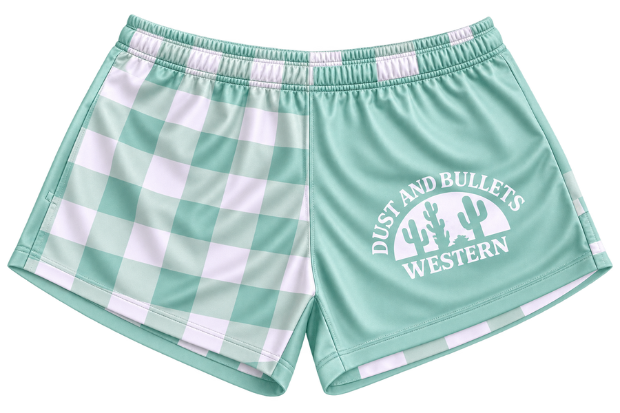 Adults - Sage Check Western Footy Shorts