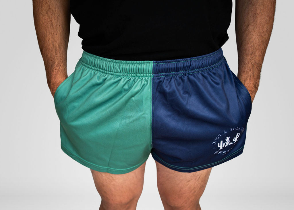 Adults - Navy & Green Western Footy Shorts