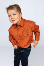Kids Outback Western Work Shirt in Brown