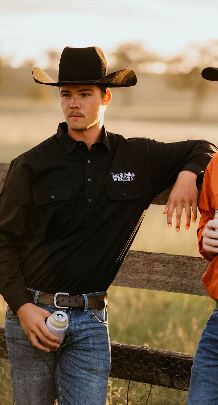 Men's Outback Western Style Work Shirt in Black