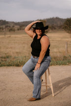 Women's Signature Ribbed Western Style Tank - Black