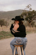 Women's Signature Ribbed Western Style Tank - Black