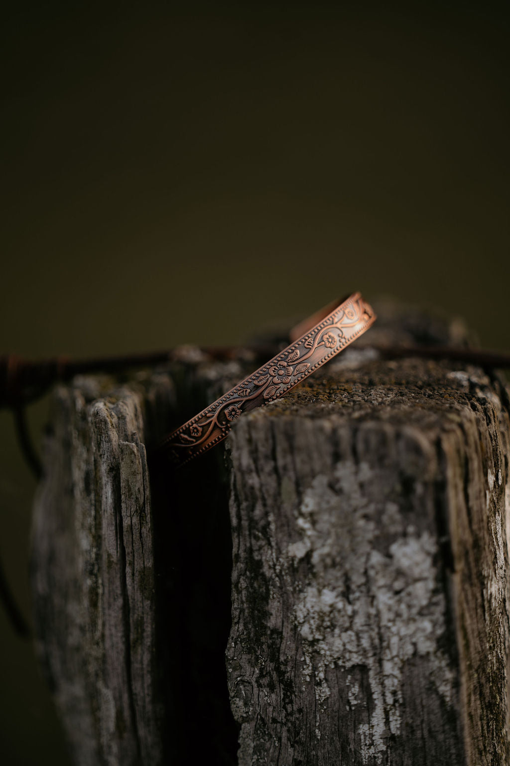 Western Floral Copper Magnetic Cuff Band