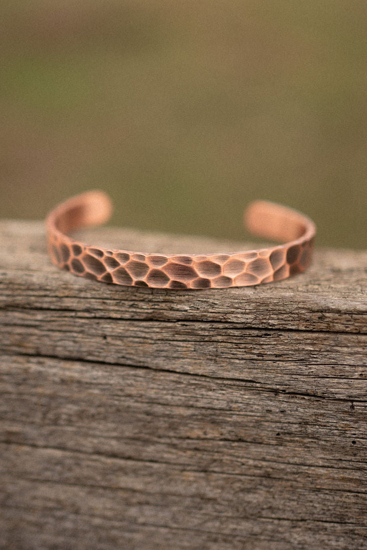 Hammered Copper Magnetic Cuff Bracelet