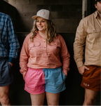 Coober Pedy - Work Short - Pink & Blue