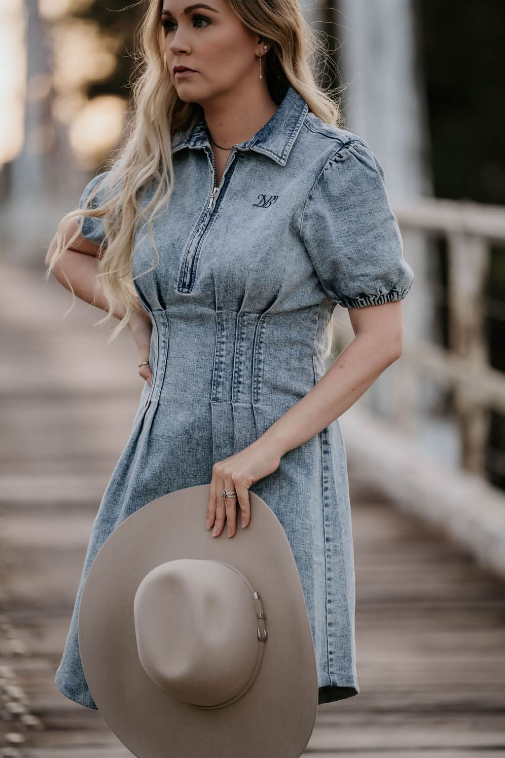 warehouse denim dress Warehouse Lace Denim Dress Tencel Denim Dress: Vintage-Inspired Fit Flare With Rose Buttons