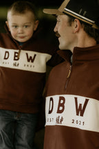 KIDS - Staple 1/4 Zip Jumper - Brown + Cream