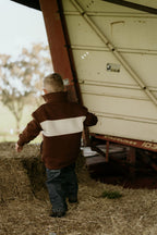 KIDS - Staple 1/4 Zip Jumper - Brown + Cream