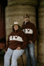 DBW Staple 1/4 Zip Jumper - Brown + Cream