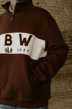 DBW Staple 1/4 Zip Jumper - Brown + Cream