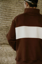DBW Staple 1/4 Zip Jumper - Brown + Cream