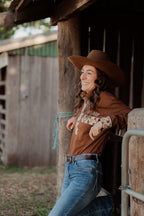 The Outback Work Shirt - Chocolate + Floral