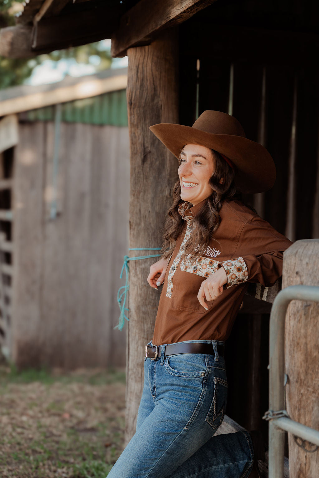 The Outback Work Shirt - Chocolate + Floral