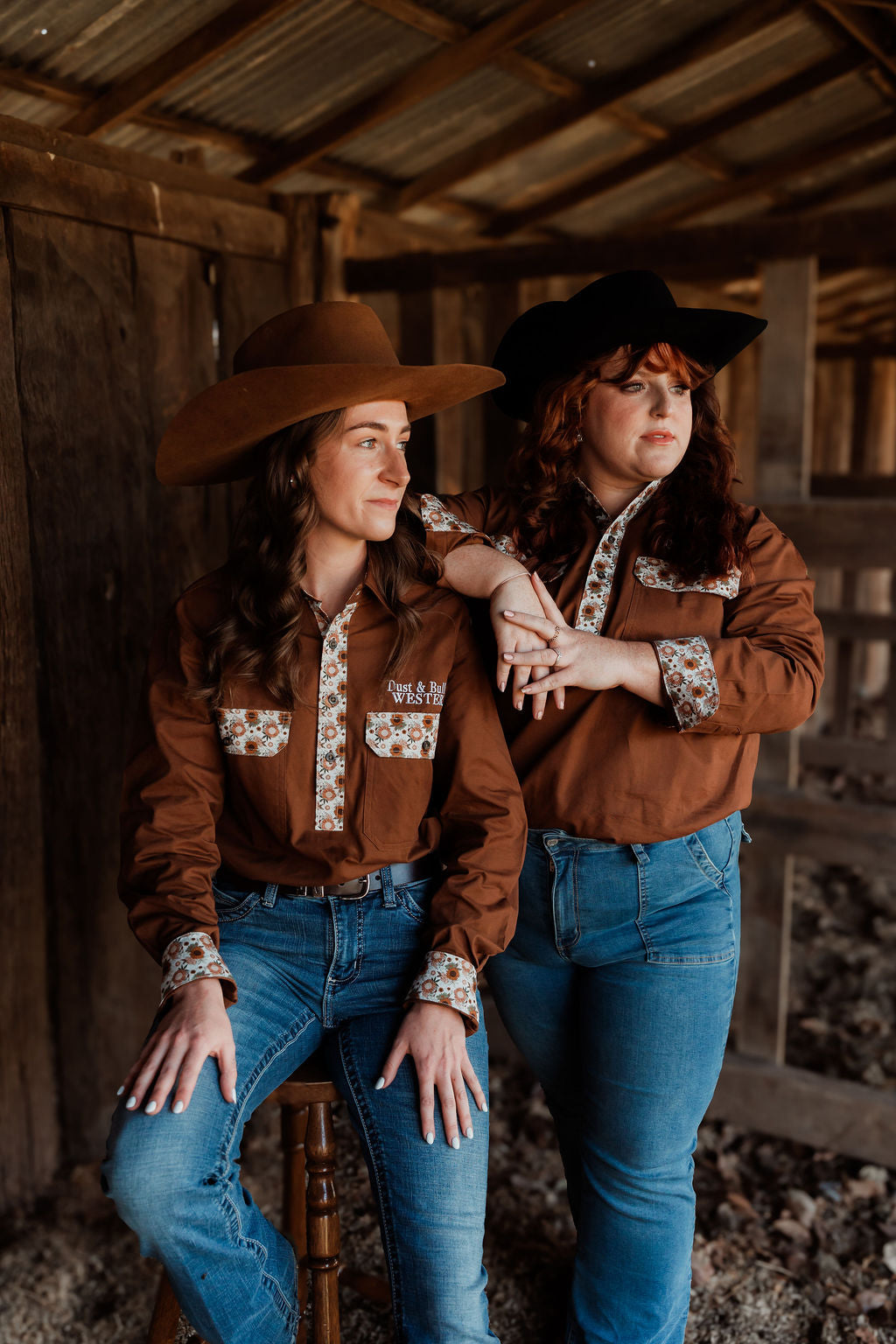 The Outback Work Shirt - Chocolate + Floral