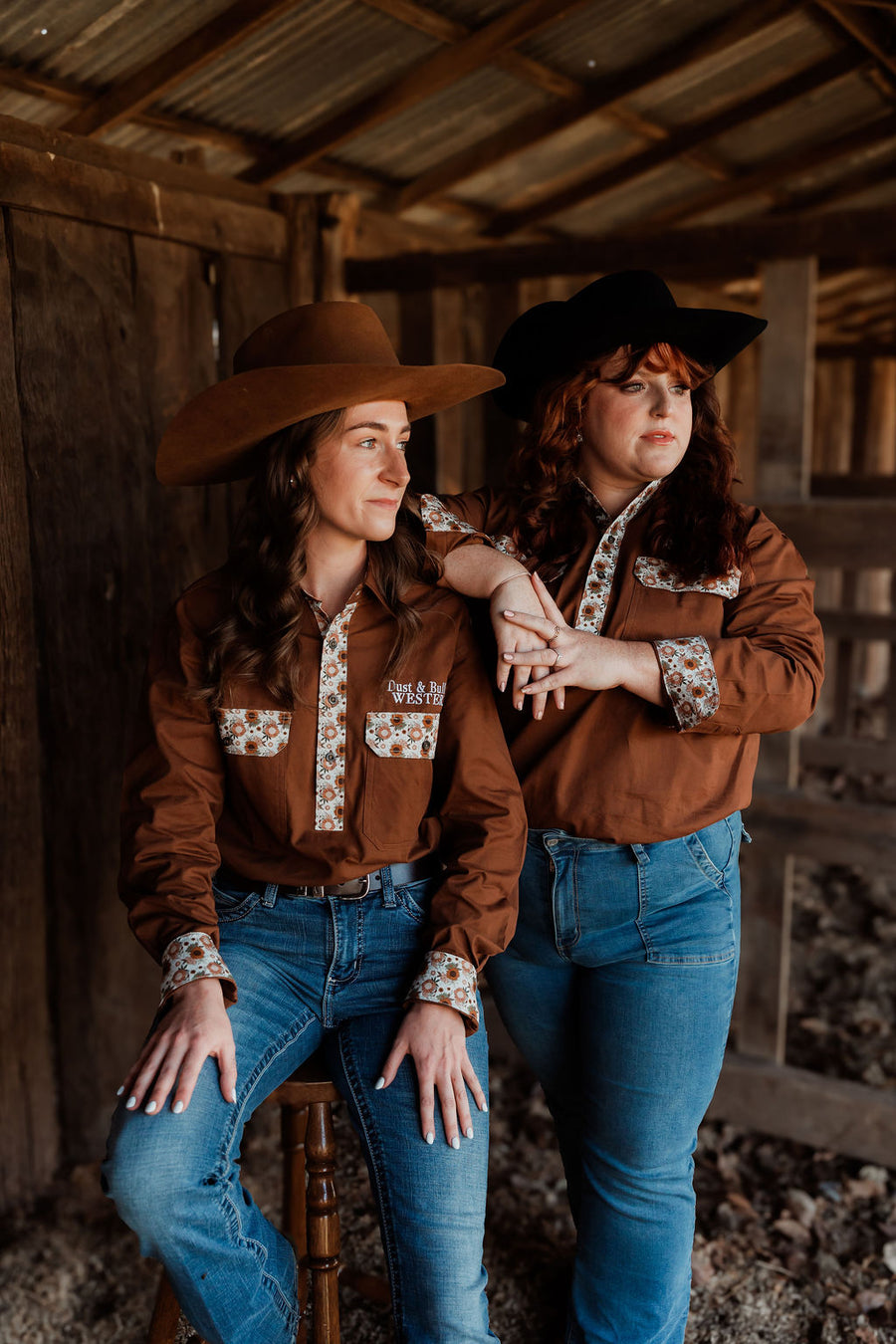 The Outback Work Shirt - Chocolate + Floral