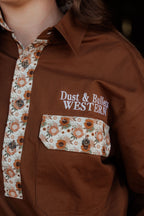 The Outback Work Shirt - Chocolate + Floral