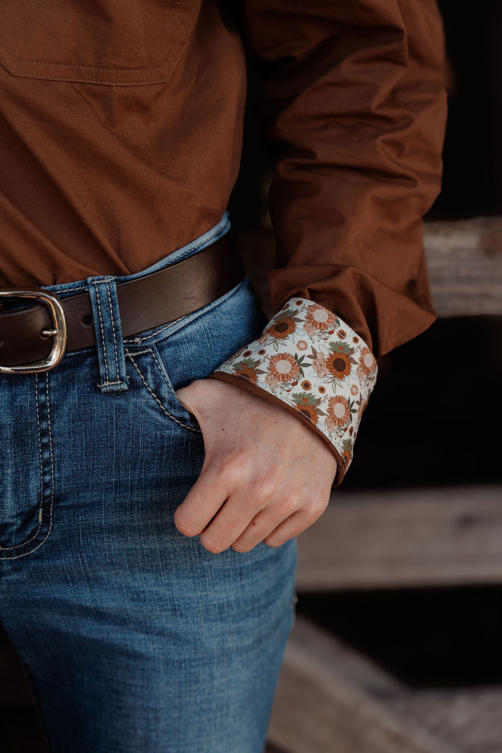 The Outback Work Shirt - Chocolate + Floral