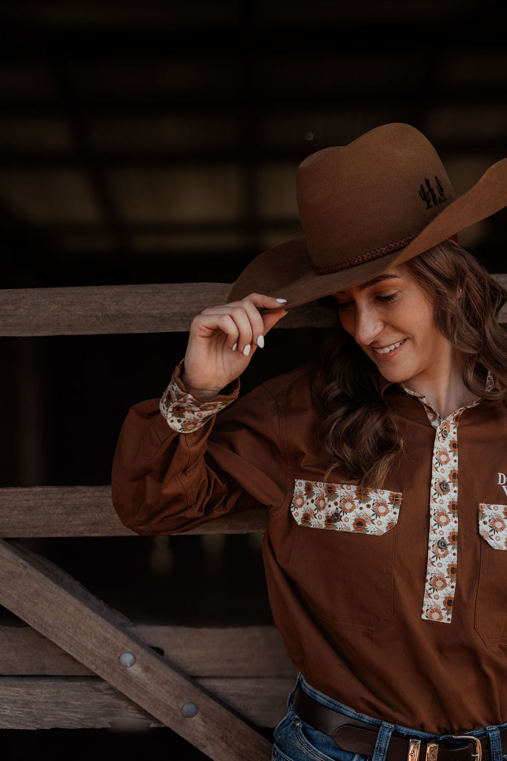 The Outback Work Shirt - Chocolate + Floral