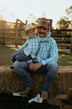 Boys – The River-Gum Blue Green Plaid Arena Shirt | Full Button Cowboy Western Shirt (Kids)