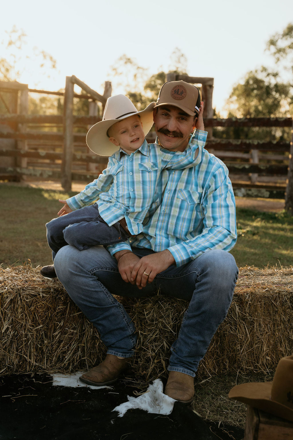 Boys – The River-Gum Blue Green Plaid Arena Shirt | Full Button Cowboy Western Shirt (Kids)