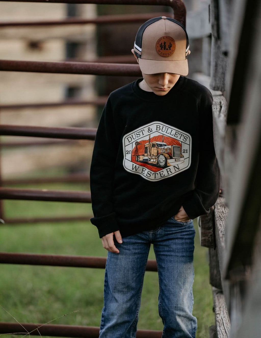 KIDS TRUCK CREW NECK - black