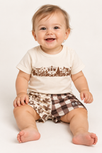 Baby Country Christmas Footy Shorts – Brown