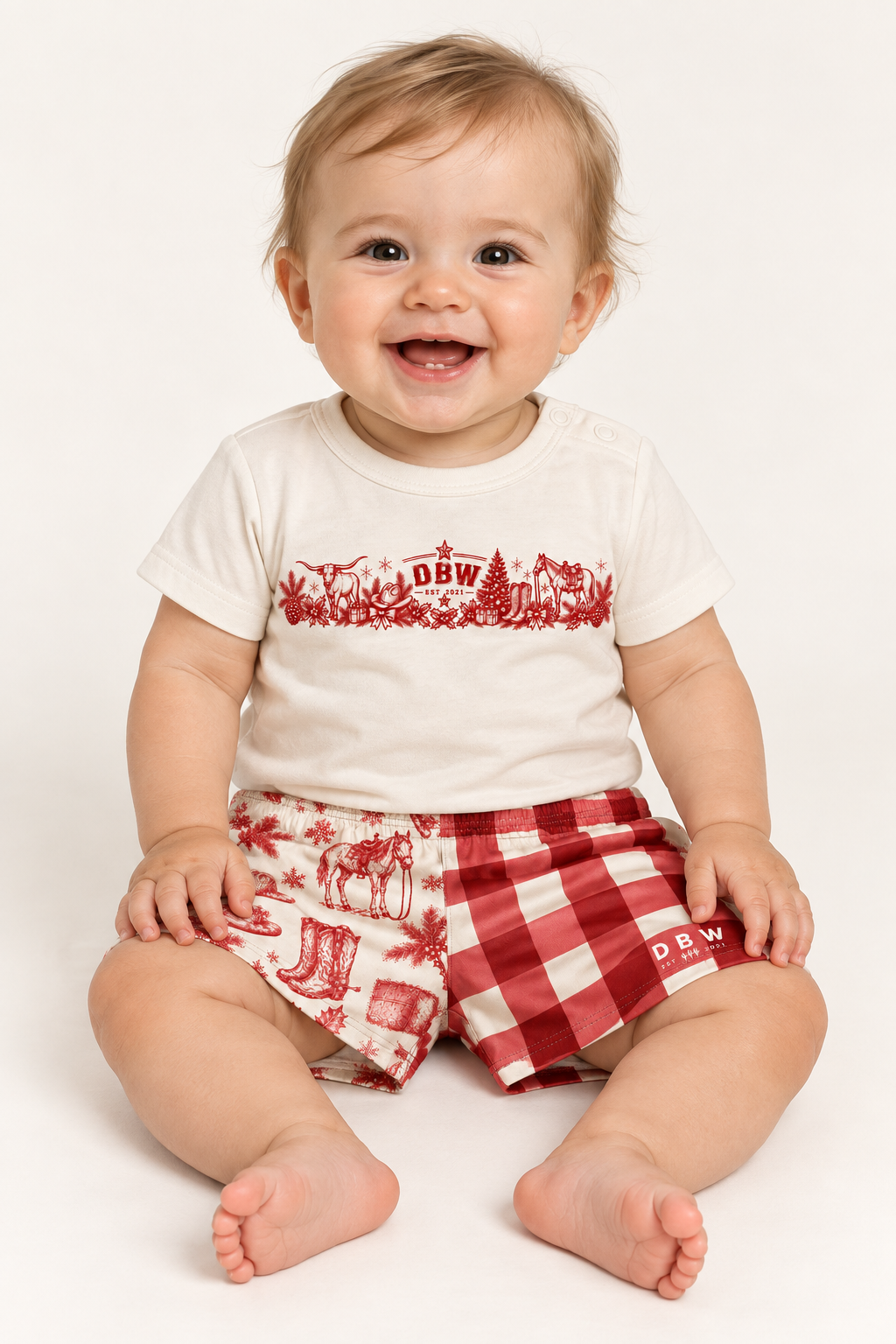 Baby Country Christmas Romper – Red Print